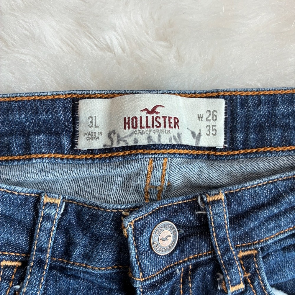 Hollister Tailored Skinny Jeans Dark Wash Y2K Low Rise Size 3L W26 x L35 Hemmed - Picture 3 of 15